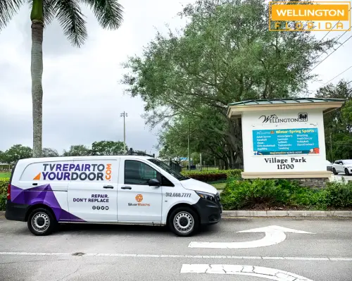 TV repair service truck ready to assist with on-site repairs, equipped with professional tools for efficient TV troubleshooting and fixes