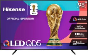 Hisense 98" QD5 Series QLED 4K Smart Google TV, Native 144Hz, Dolby Vision Atmos, HDR10+, 98QD5QG